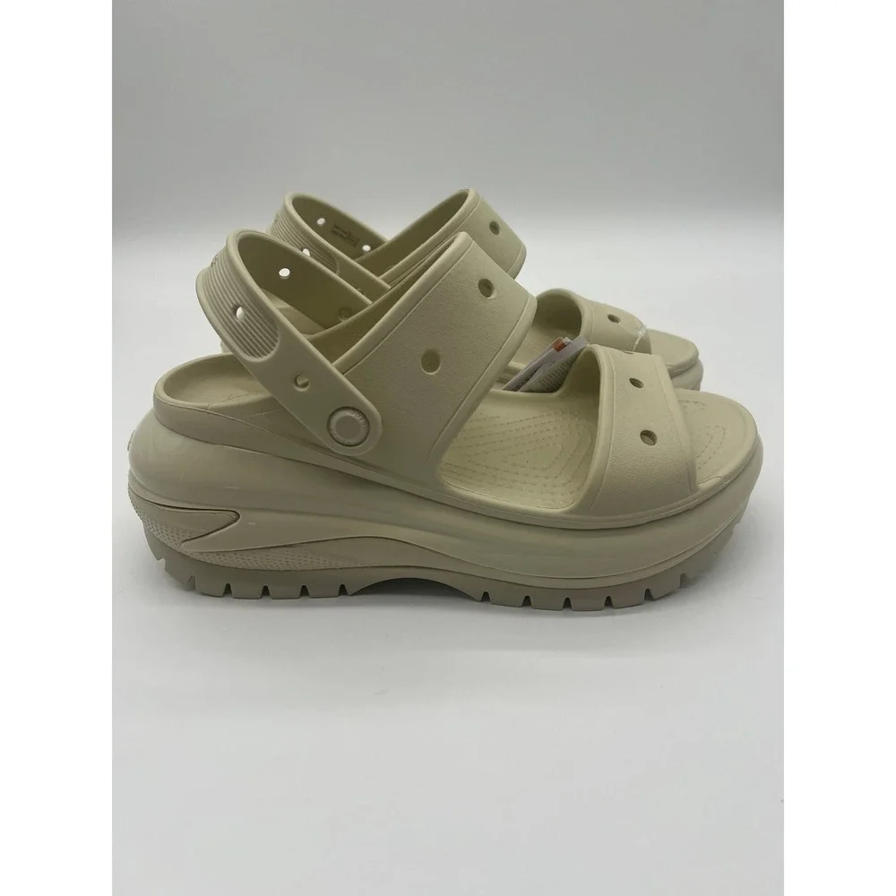 Crocs Mega Crush Sandal Bone Platform Two Strap Lug Sole  Womens 11 Mens 9